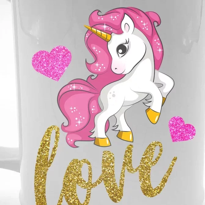 Valentines Day Cute Unicorn Love Front & Back Beer Stein