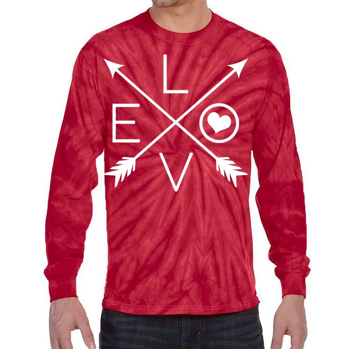 Valentines Day Love Arrows Tie-Dye Long Sleeve Shirt