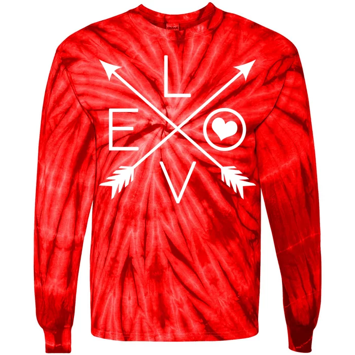 Valentines Day Love Arrows Tie-Dye Long Sleeve Shirt