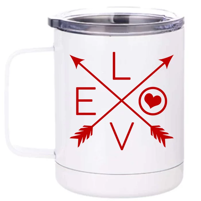 Valentines Day Love Arrows Front & Back 12oz Stainless Steel Tumbler Cup