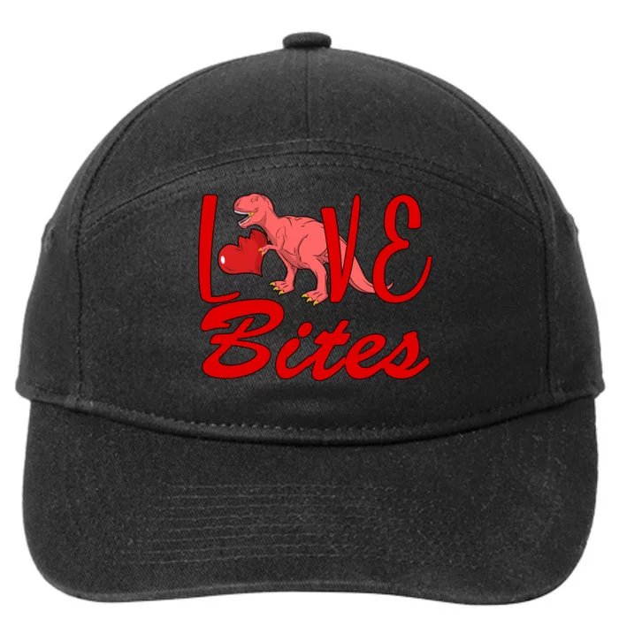 Valentines Day Love Bites Dinosaur 7-Panel Snapback Hat