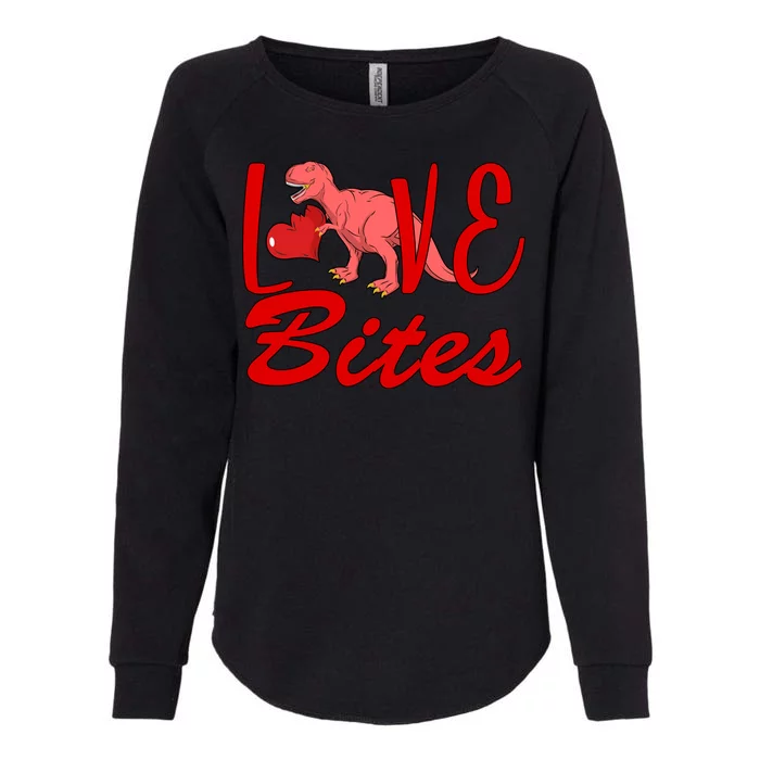 Valentines Day Love Bites Dinosaur Womens California Wash Sweatshirt