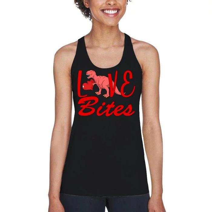 Valentines Day Love Bites Dinosaur Women's Racerback Tank