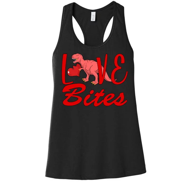 Valentines Day Love Bites Dinosaur Women's Racerback Tank