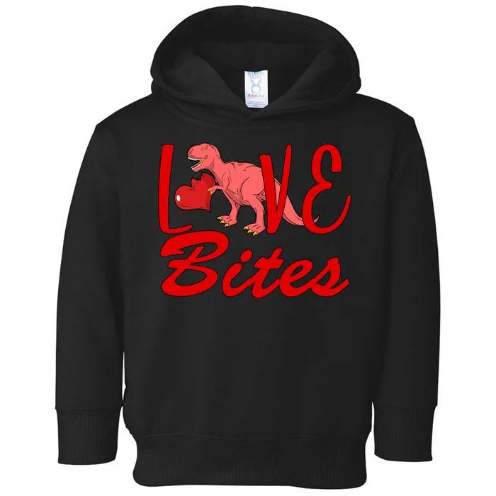 Valentines Day Love Bites Dinosaur Toddler Hoodie