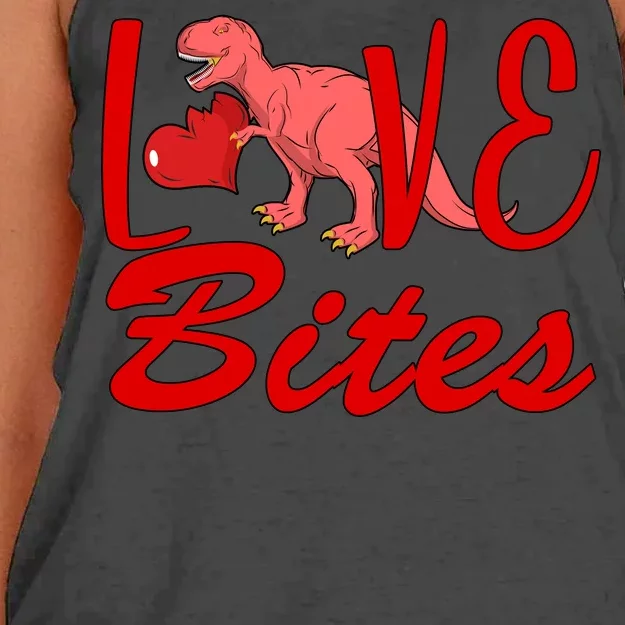 Valentines Day Love Bites Dinosaur Women's Knotted Racerback Tank