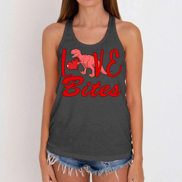 Valentines Day Love Bites Dinosaur Women's Knotted Racerback Tank