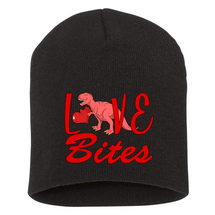 Valentines Day Love Bites Dinosaur Short Acrylic Beanie