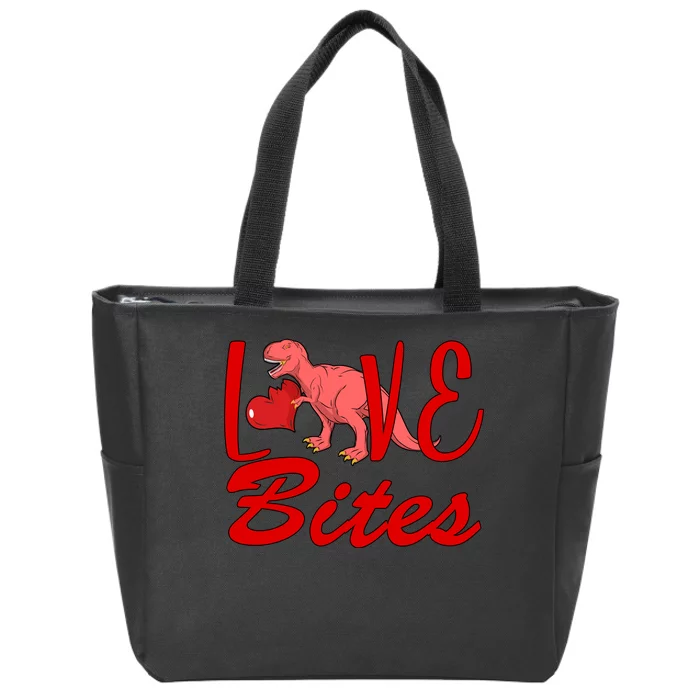 Valentines Day Love Bites Dinosaur Zip Tote Bag