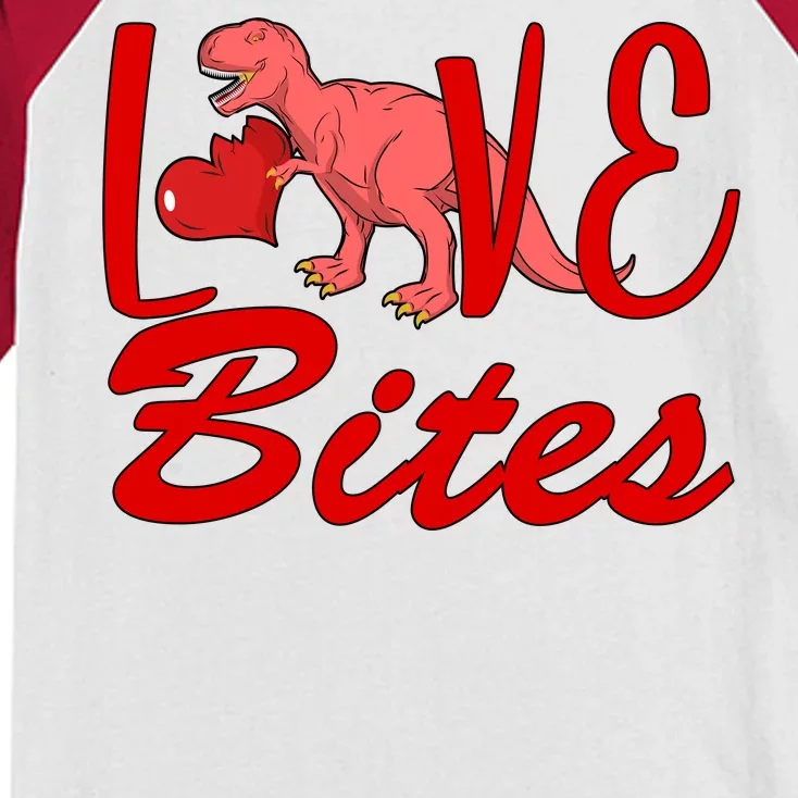 Valentines Day Love Bites Dinosaur Kids Colorblock Raglan Jersey