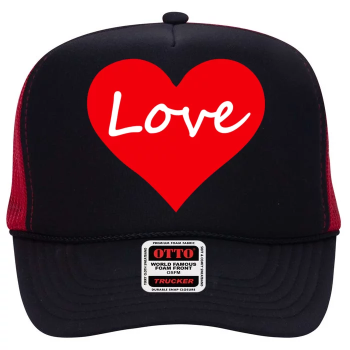 Valentine's Day Love Heart High Crown Mesh Trucker Hat