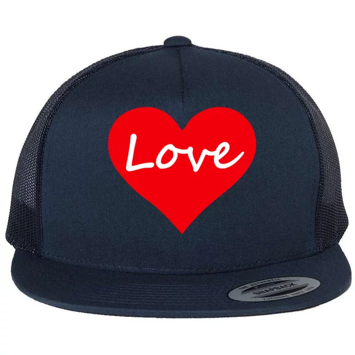 Valentine's Day Love Heart Flat Bill Trucker Hat