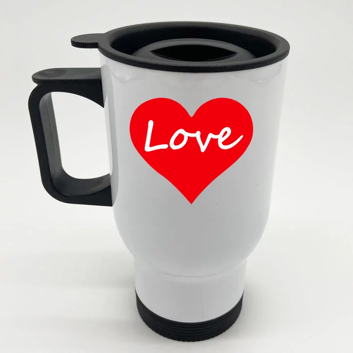 Valentine's Day Love Heart Front & Back Stainless Steel Travel Mug