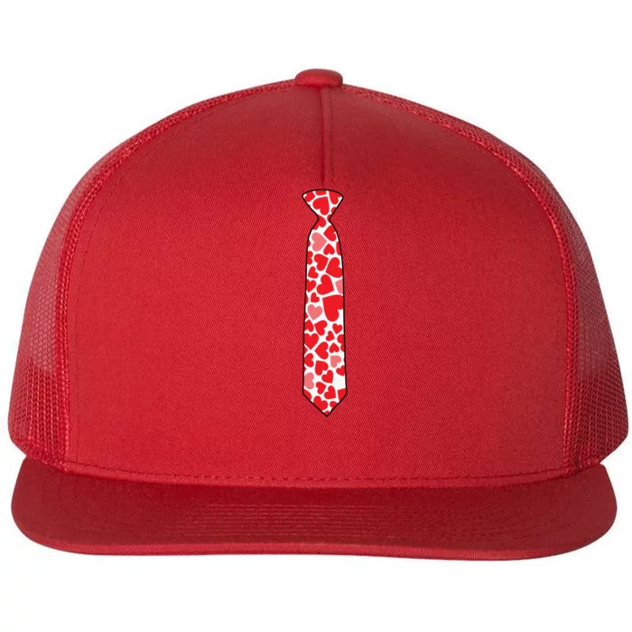 Valentine's Day Love Hearts Tie Flat Bill Trucker Hat