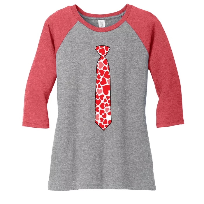 Valentine's Day Love Hearts Tie Women's Tri-Blend 3/4-Sleeve Raglan Shirt