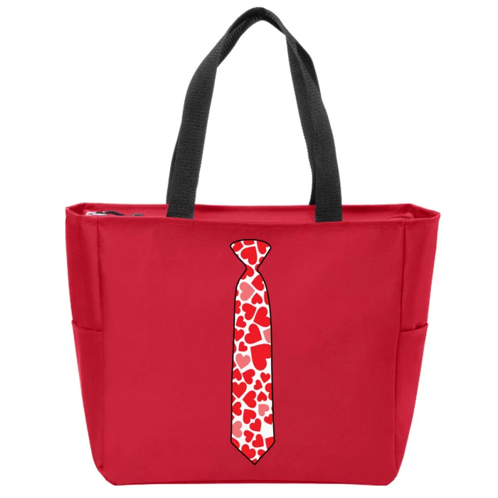 Valentine's Day Love Hearts Tie Zip Tote Bag