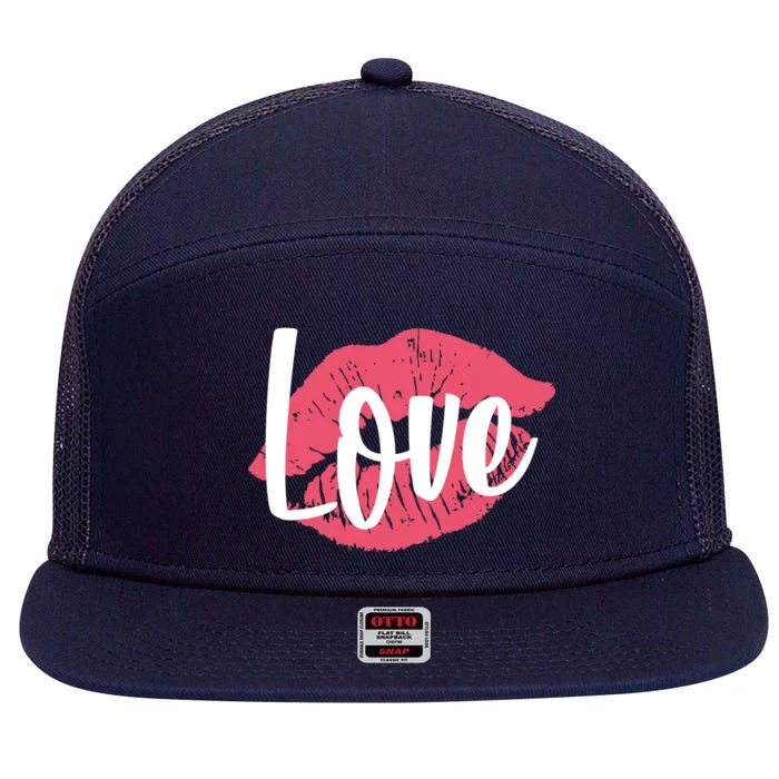 Valentines Day Love Lips 7 Panel Mesh Trucker Snapback Hat