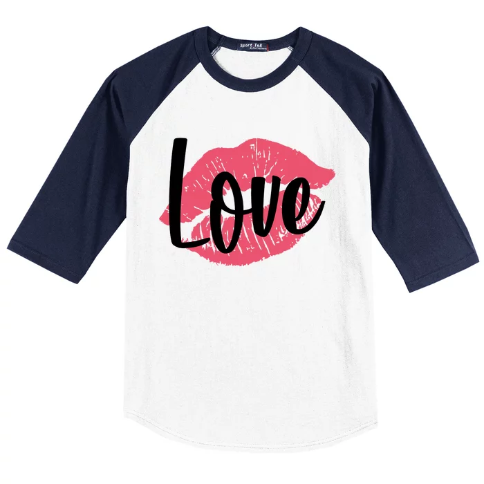 Valentines Day Love Lips Baseball Sleeve Shirt