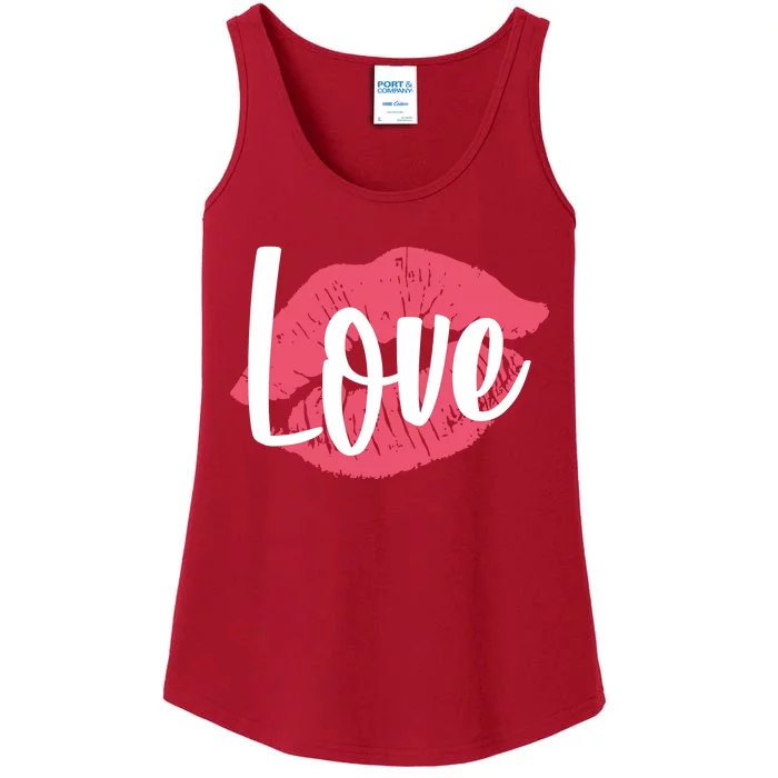 Valentines Day Love Lips Ladies Essential Tank