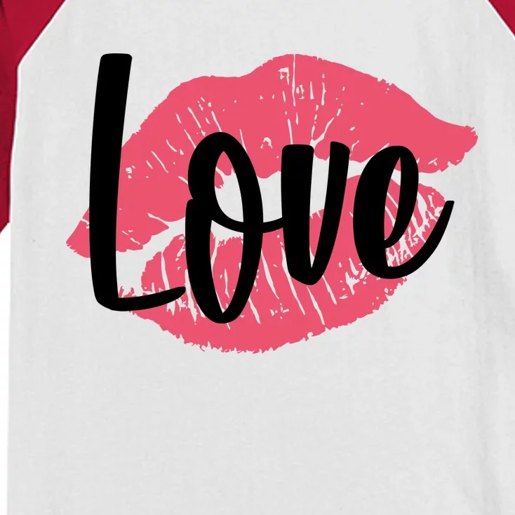 Valentines Day Love Lips Kids Colorblock Raglan Jersey