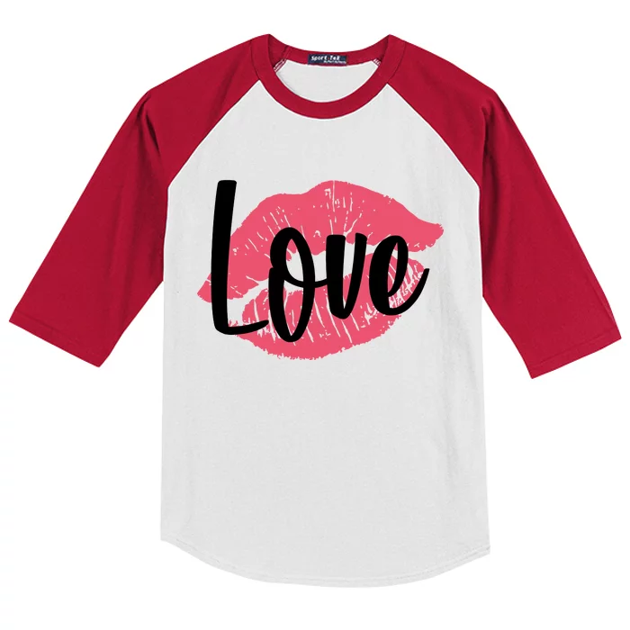 Valentines Day Love Lips Kids Colorblock Raglan Jersey