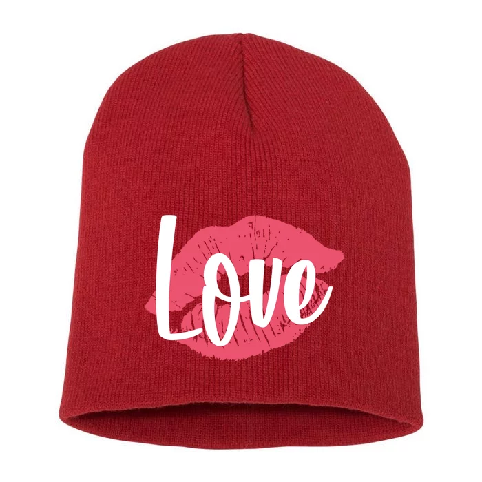 Valentines Day Love Lips Short Acrylic Beanie