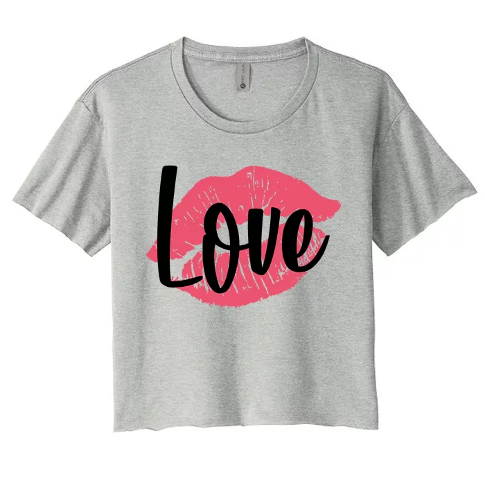 Valentines Day Love Lips Women's Crop Top Tee