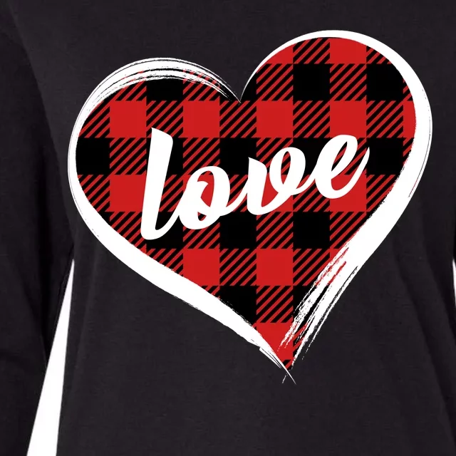 Valentines Day Love Plaid Heart Womens Cotton Relaxed Long Sleeve T-Shirt