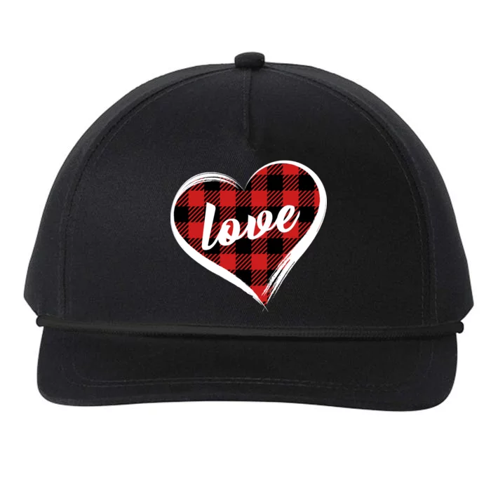 Valentines Day Love Plaid Heart Snapback Five-Panel Rope Hat