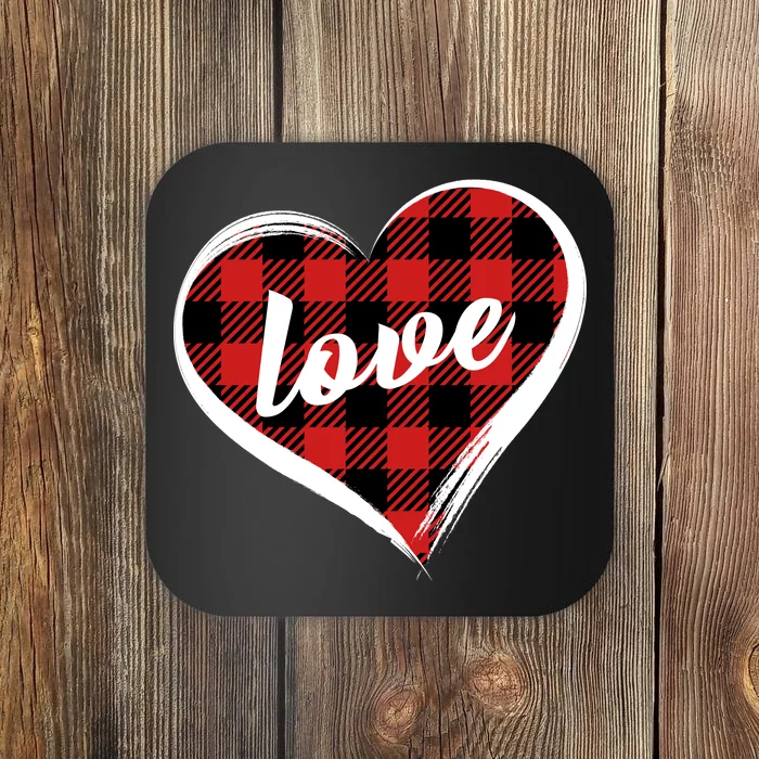 Valentines Day Love Plaid Heart Coaster