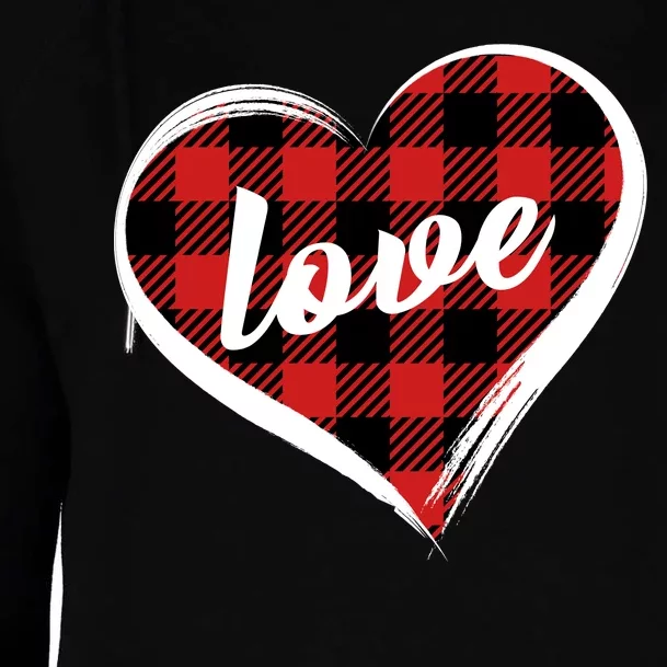 Valentines Day Love Plaid Heart Womens Funnel Neck Pullover Hood