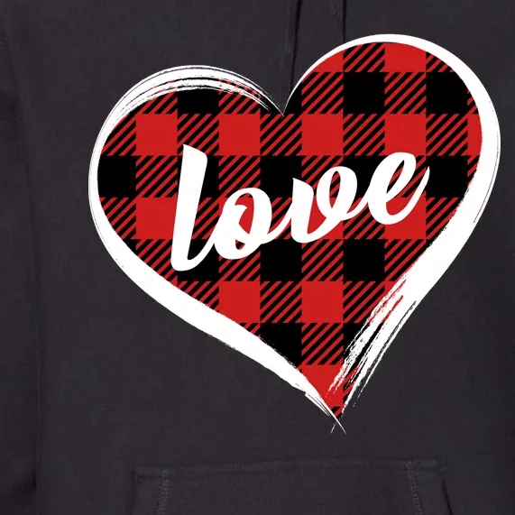 Valentines Day Love Plaid Heart Premium Hoodie