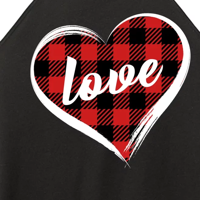 Valentines Day Love Plaid Heart Women’s Perfect Tri Rocker Tank