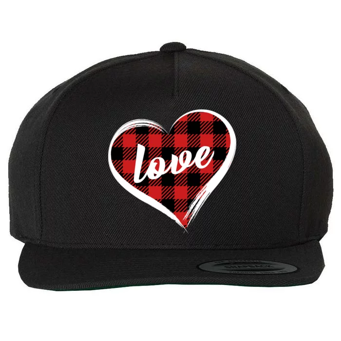 Valentines Day Love Plaid Heart Wool Snapback Cap