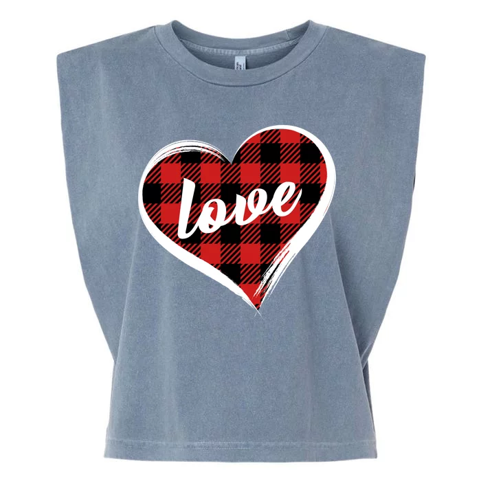 Valentines Day Love Plaid Heart Garment-Dyed Women's Muscle Tee