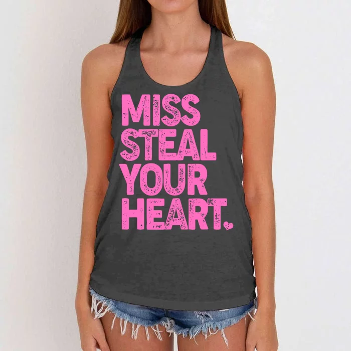 Valentine's Day Miss Steal Your Heart Women's Knotted Racerback Tank