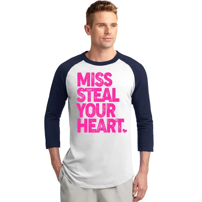 Valentine's Day Miss Steal Your Heart Baseball Sleeve Shirt