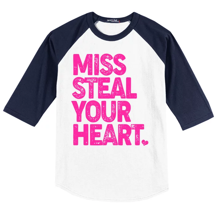 Valentine's Day Miss Steal Your Heart Baseball Sleeve Shirt