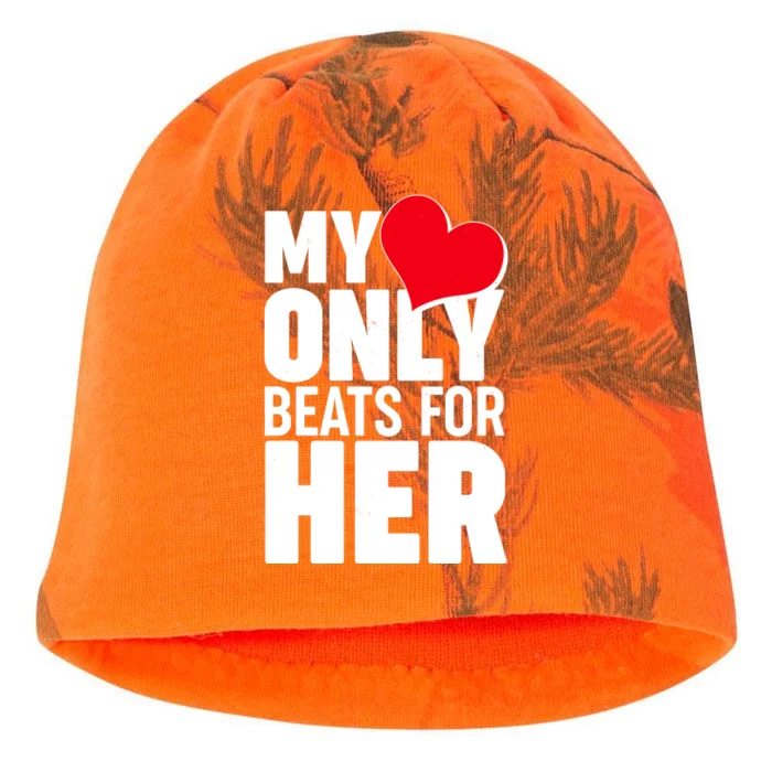 Valentine's Day My Heart Only Beats for Her Matching Couples Kati - Camo Knit Beanie