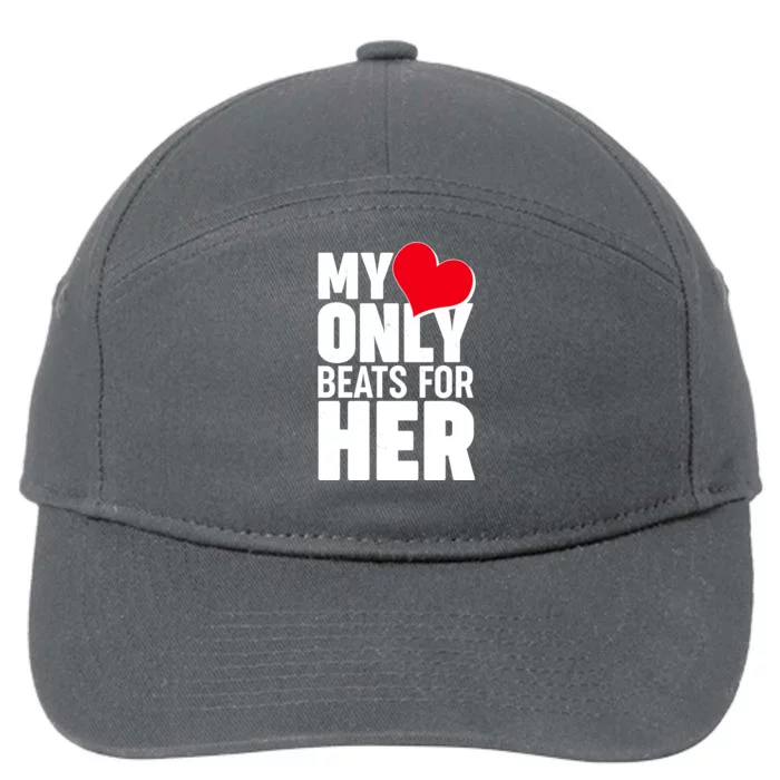 Valentine's Day My Heart Only Beats for Her Matching Couples 7-Panel Snapback Hat