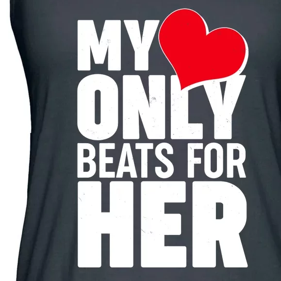 Valentine's Day My Heart Only Beats for Her Matching Couples Ladies Essential Flowy Tank