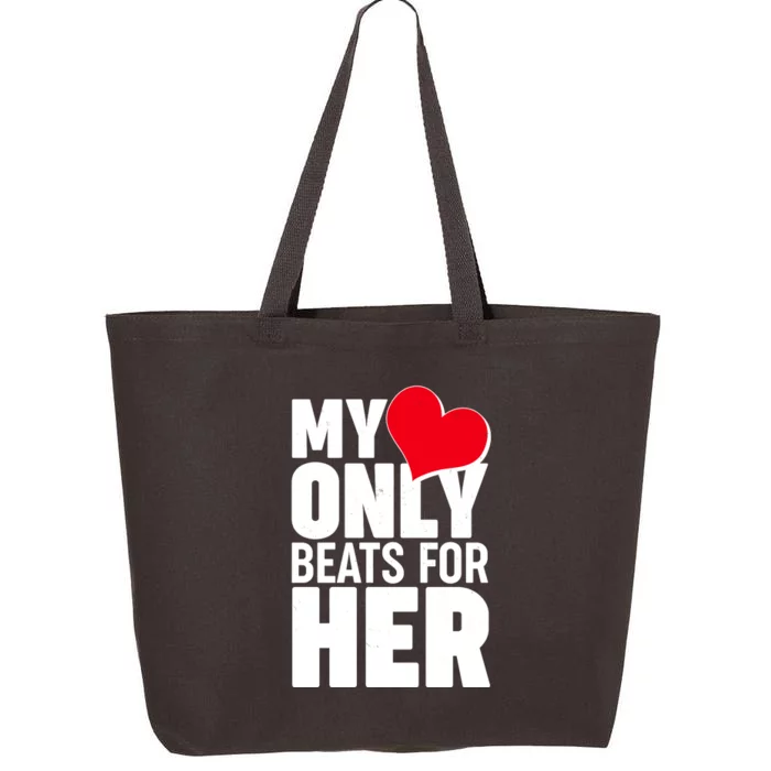 Valentine's Day My Heart Only Beats for Her Matching Couples 25L Jumbo Tote