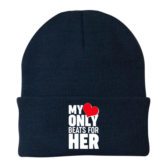 Valentine's Day My Heart Only Beats for Her Matching Couples Knit Cap Winter Beanie