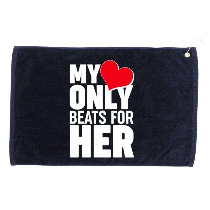 Valentine's Day My Heart Only Beats for Her Matching Couples Grommeted Golf Towel