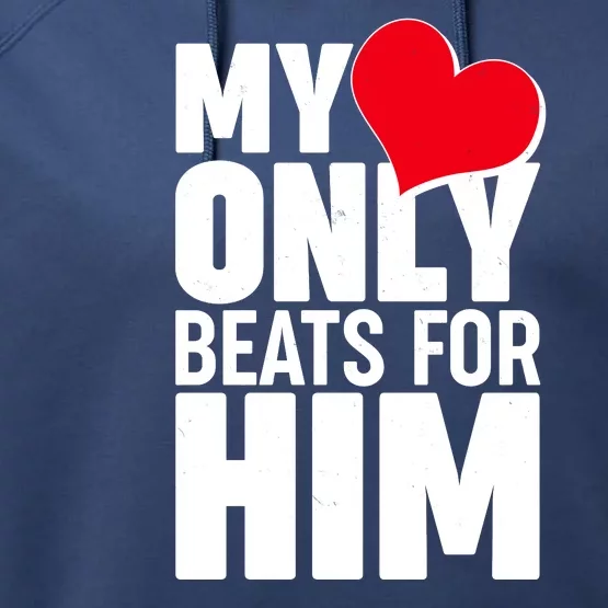 Valentine's Day My Heart Only Beats for Him Matching Couples Performance Fleece Hoodie