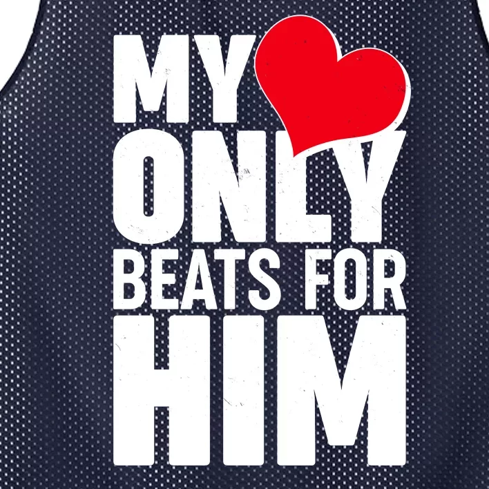 Valentine's Day My Heart Only Beats for Him Matching Couples Mesh Reversible Basketball Jersey Tank