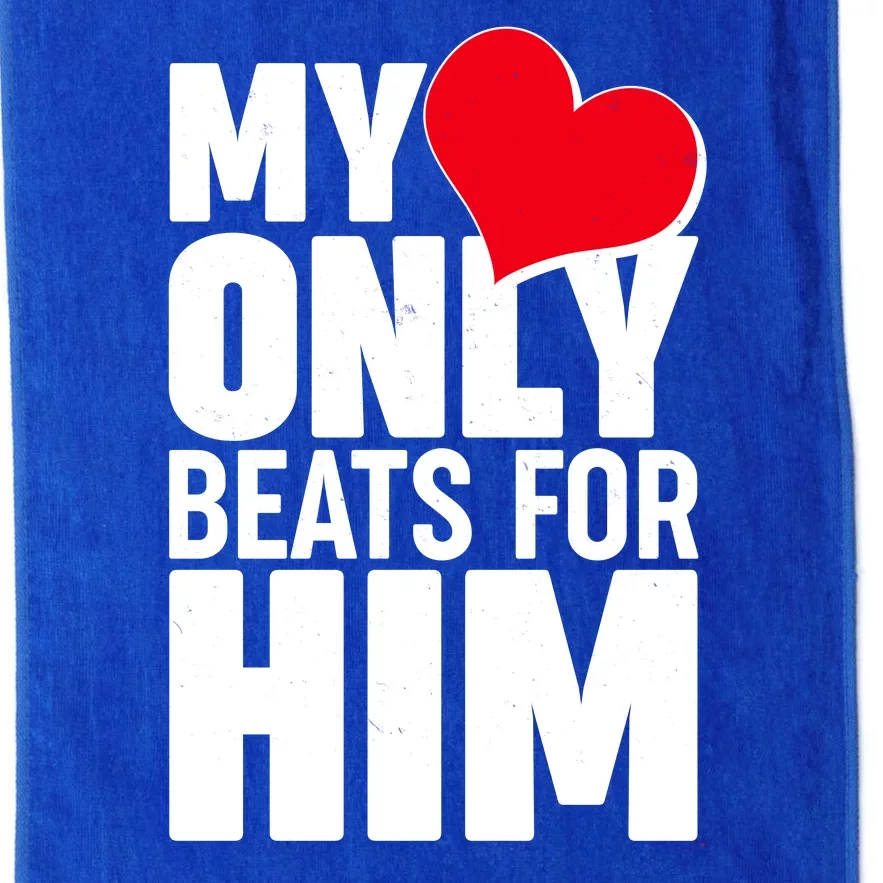 Valentine's Day My Heart Only Beats for Him Matching Couples Platinum Collection Golf Towel