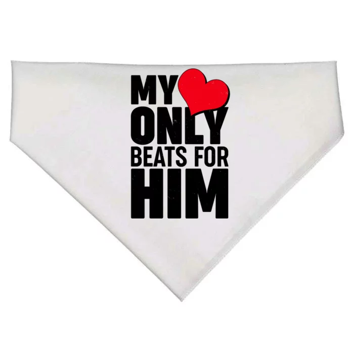 Valentine's Day My Heart Only Beats for Him Matching Couples USA-Made Doggie Bandana