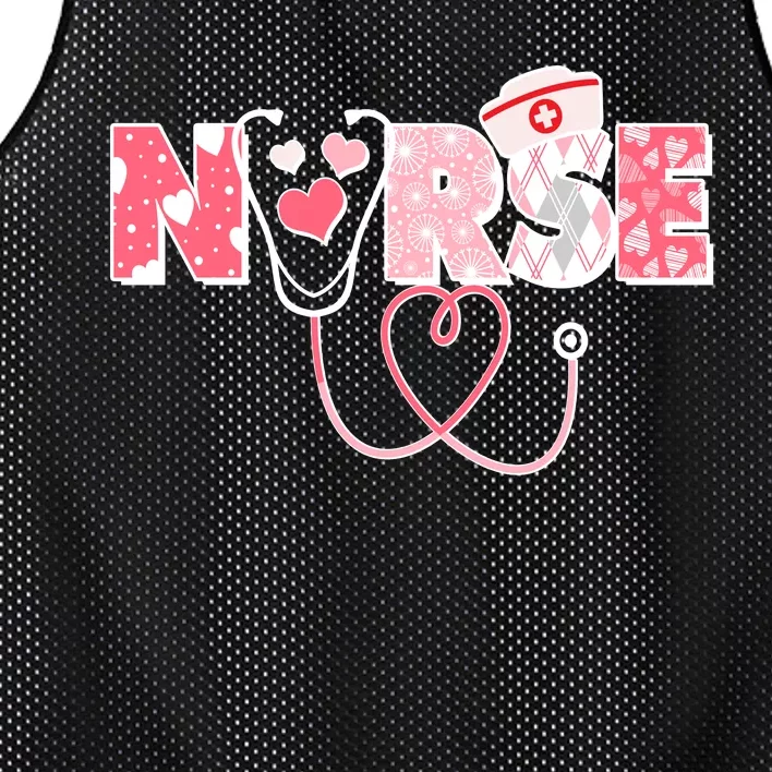 Valentine's Day Nurse Love Mesh Reversible Basketball Jersey Tank