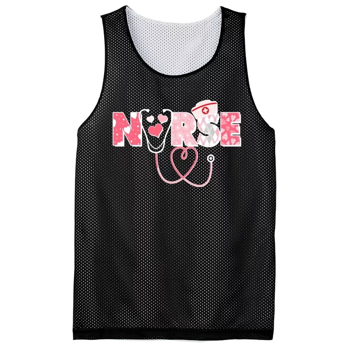 Valentine's Day Nurse Love Mesh Reversible Basketball Jersey Tank